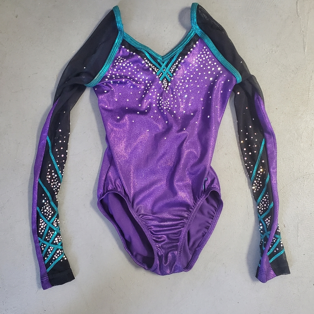 GK Elite Gymnastic Competition Leotard AXS girls 10 adult x-small